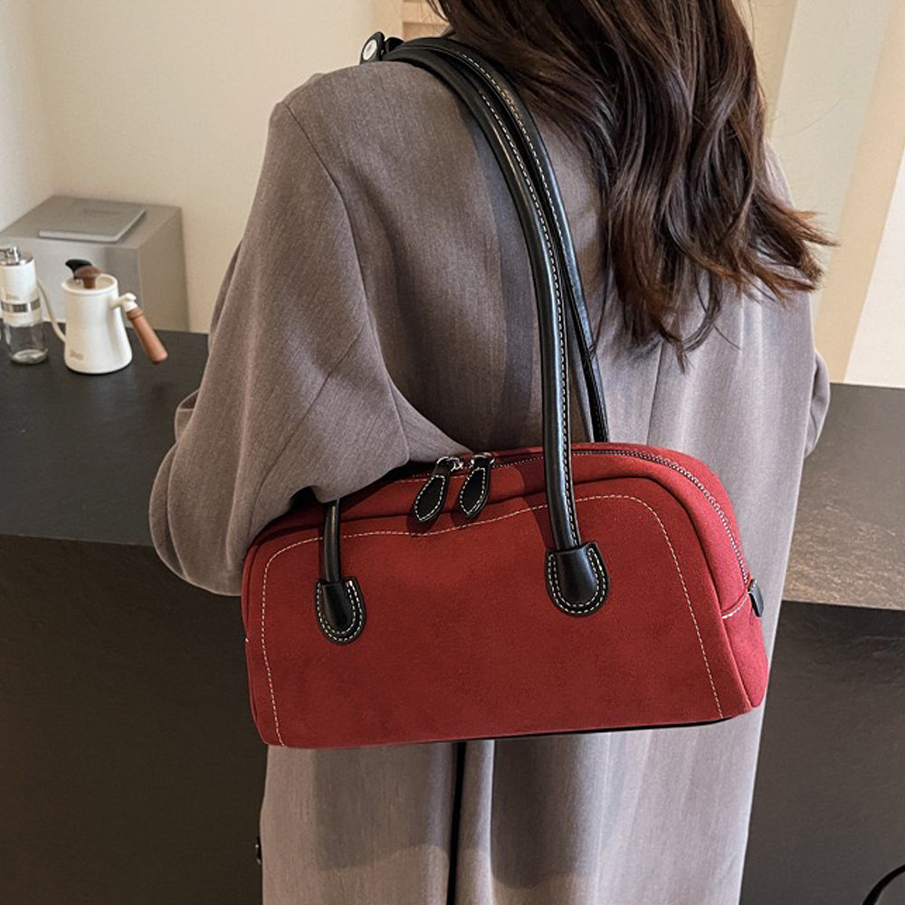 red faux suede purse, Lightweight shoulder bag