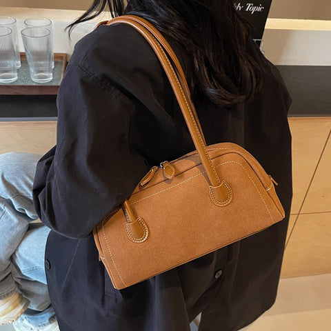 tan faux suede shoulder bag, Women's tan suede handbag, faux suede shoulder bag, Women's suede handbag