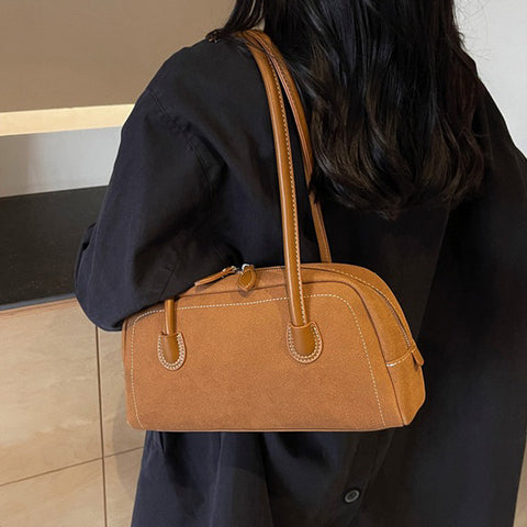 tan faux suede shoulder bag, Women's tan suede handbag, faux suede shoulder bag, Women's suede handbag