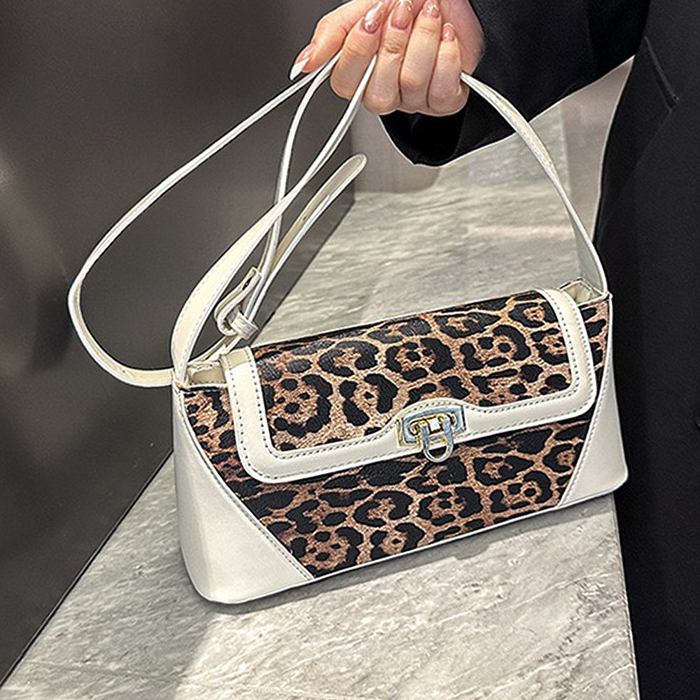 beige handbag, leopard handbag
