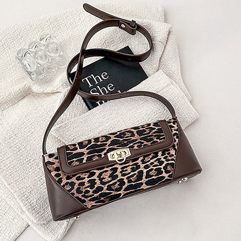 brown animal print bag, brown strap shoulder bag