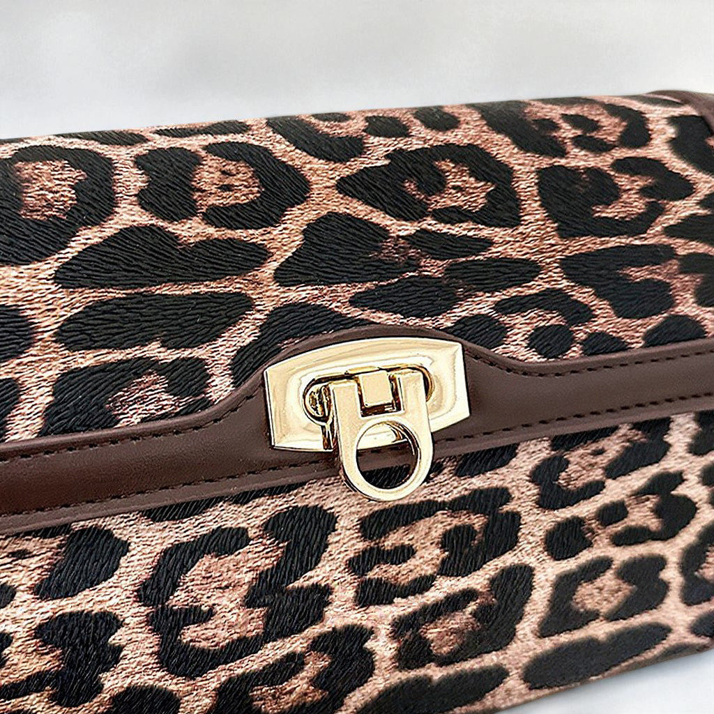 brown crossbody bag, brown leopard bag