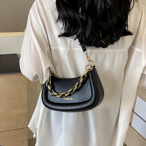black mini shoulder bag, black mini handbag, mini shoulder bag, mini handbag, Elegant women's purse with detachable chain and strap