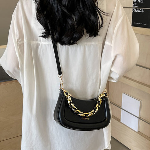 black handbag with statement chain, black chain detail handbag, handbag with statement chain, chain detail handbag, Stylish mini handbag for day and night wear