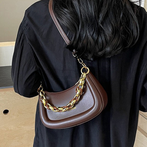 brown mini shoulder bag, brown mini handbag, mini shoulder bag, mini handbag, Elegant women's purse with detachable chain and strap
