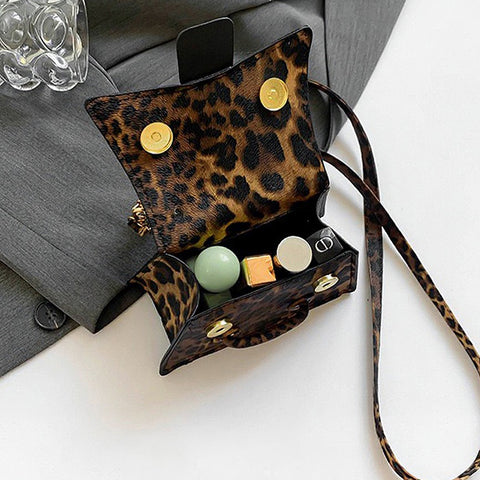 leopard print crossbody bag, Chic and compact handbag for modern streetwear