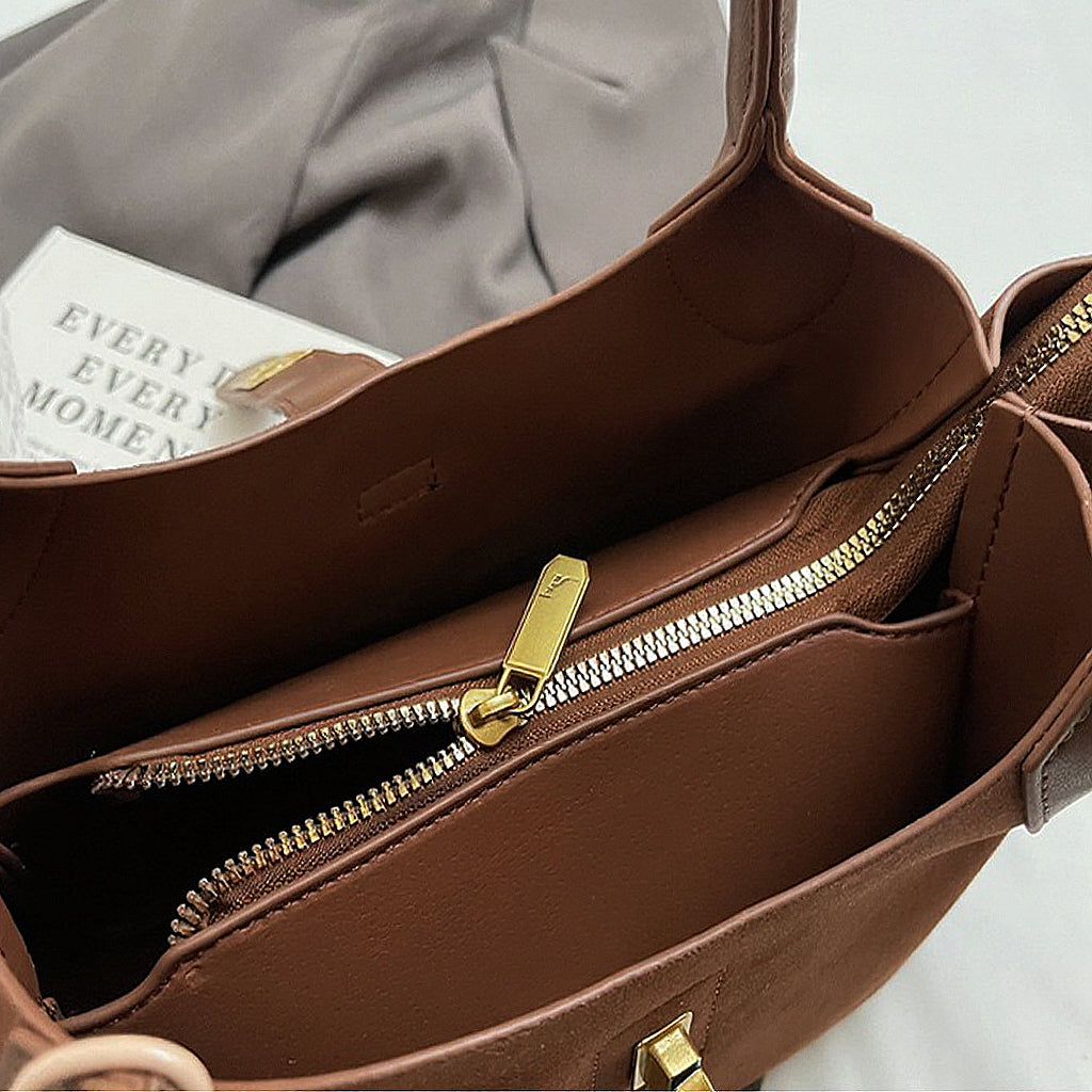 tan shoulder bag, tan crossbody bag, Suede tote bag, Soft suede tote with gold clasp