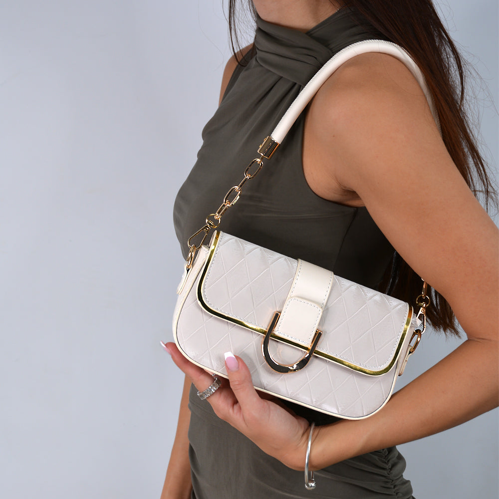 beige handbag for going out, beige bag for women, Crossbody-style handbag with top handle