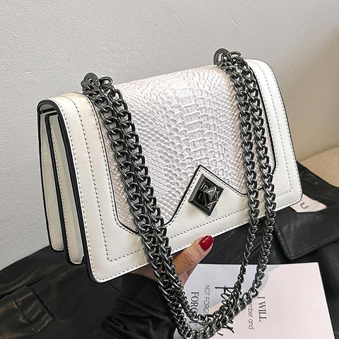 white crossbody handbag, Day-to-night handbag, Modern women’s handbag
