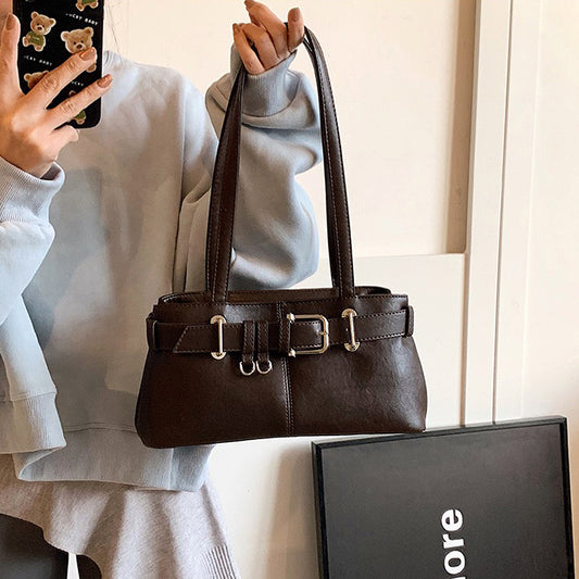 brown shoulder bag, Faux leather handbag, Chic brown shoulder bag