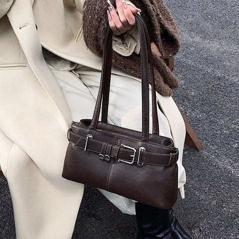 Belt buckle handbag, Classy shoulder purse, Lightweight everyday purse