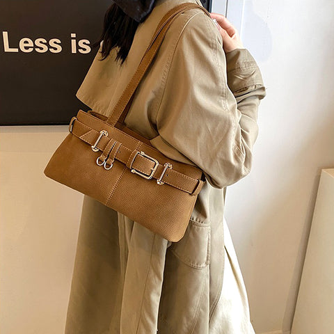 tan shoulder strap bag, tan buckle detail bag, Faux leather tan tote, Trending black handbag 2025