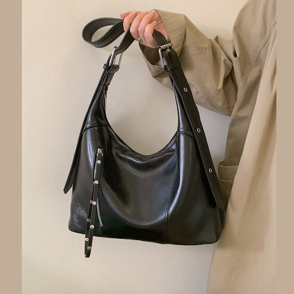 trendy women's tote bag, women's large handbag, large slouchy shoulder bag for women, slouchy handbag for women, black everyday shoulder bag women