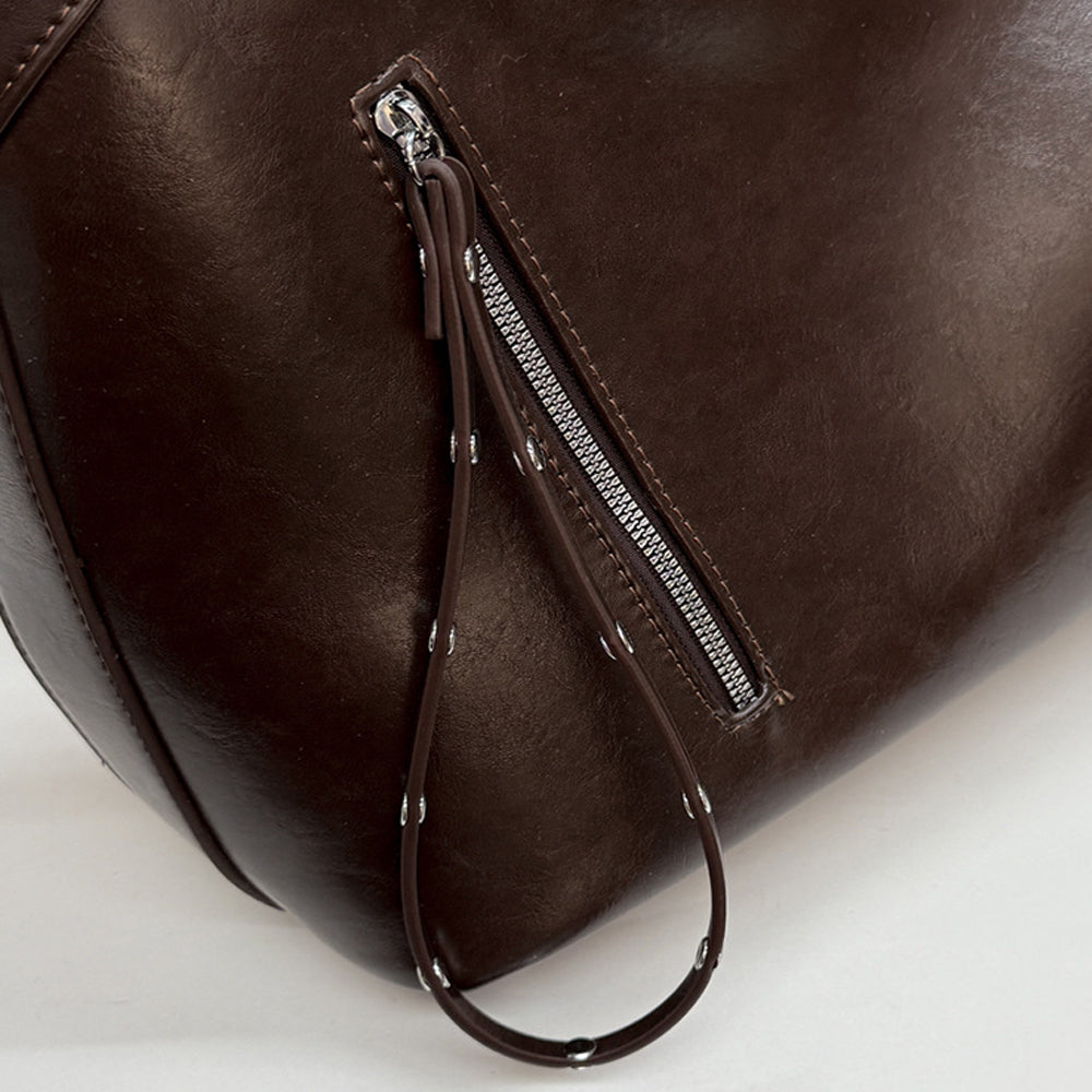 brown women's slouchy casual shoulder bag, brown large shoulder bag women, women's fashion purse, women's everyday fashion handbag