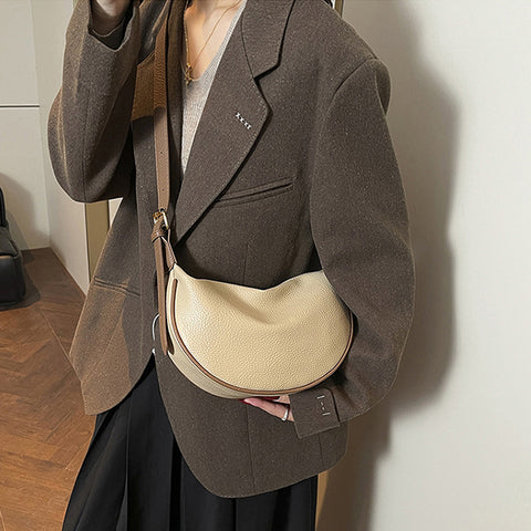 women's crescent handbag, women's curved shoulder bag, women's everyday handbag, khaki crescent purse women