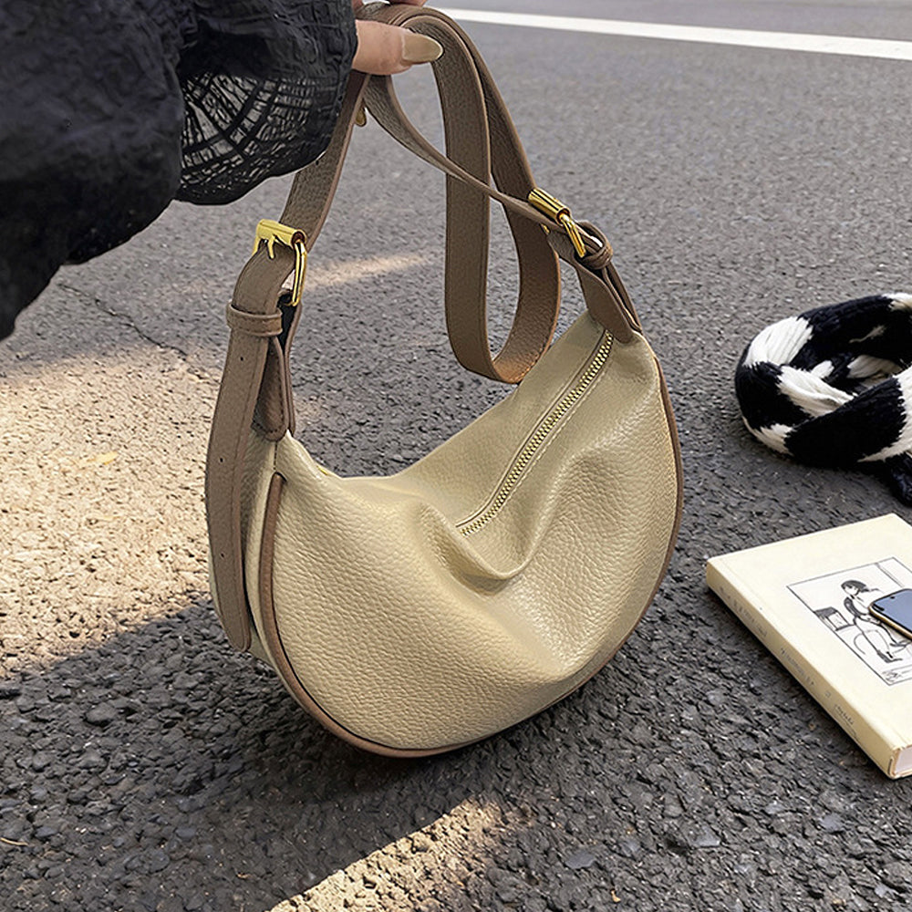 crescent shoulder bag for women, minimalist crescent shoulder bag for women, women's shoulder purse, women's khaki crescent handbag