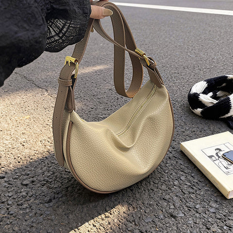 crescent shoulder bag for women, minimalist crescent shoulder bag for women, women's shoulder purse, women's khaki crescent handbag