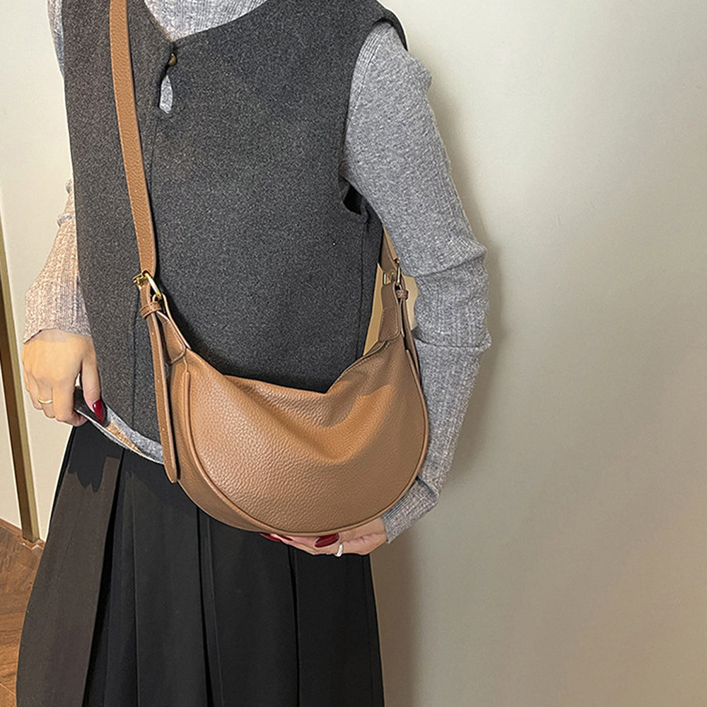 crescent shoulder bag for women, minimalist crescent shoulder bag for women, women's shoulder purse, women's taupe crescent handbag