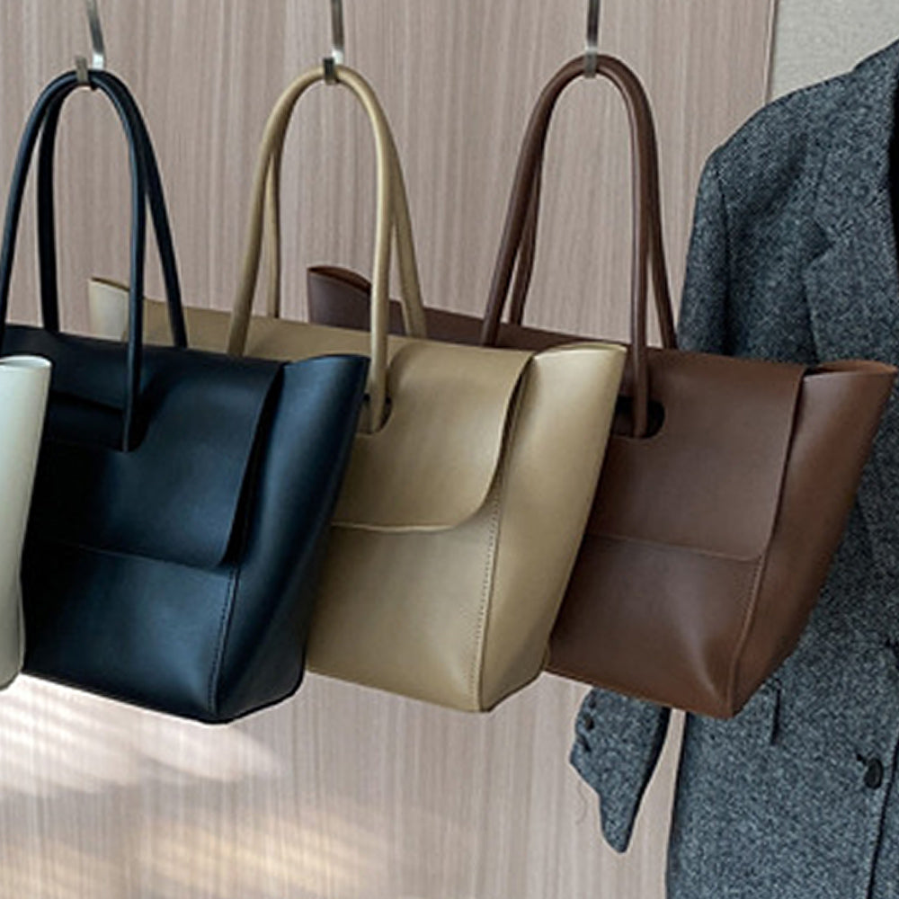 faux leather handbag tote, shoulder handle tote bag, lightweight faux leather tote bag for women, brown handbag, brown shoulder bag