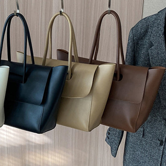 faux leather handbag tote, shoulder handle tote bag, lightweight faux leather tote bag for women, brown handbag, brown shoulder bag