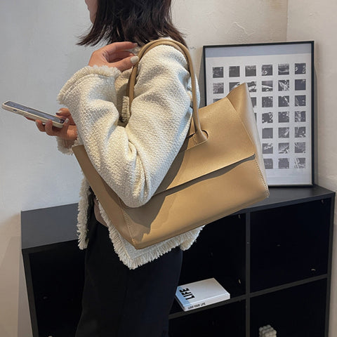 affordable women's faux leather tote bag, women's shopping tote bag, stylish shoulder tote bag, khaki shopping bag, khaki handbag for work