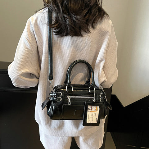 small tote bag with handle, lightweight women's handbag, compact tote bag for women everyday use, black crossbody bag, black crossbody small tote bag