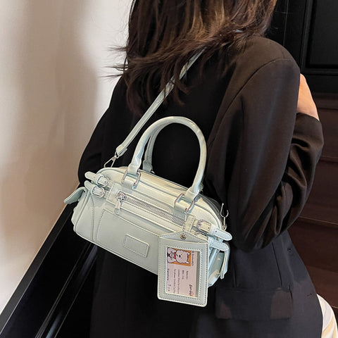 small everyday tote bag, women's fashion tote bag, small tote bag for work and shopping, blue mini shoulder bag