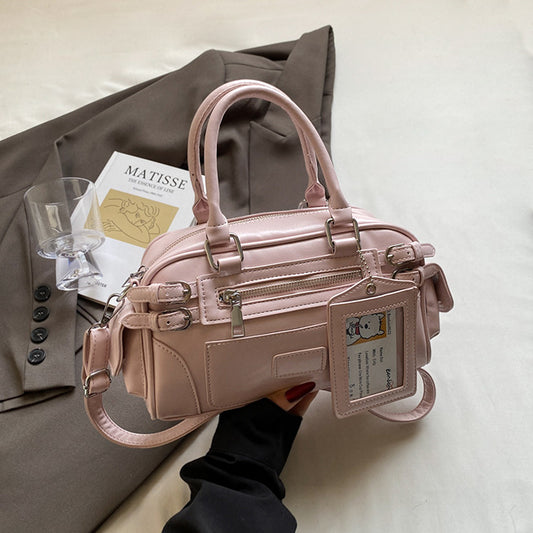 women's compact tote bag, small work tote bag women, stylish small tote bag for women, pink top handle tote bag, pink crossbody mini tote bag