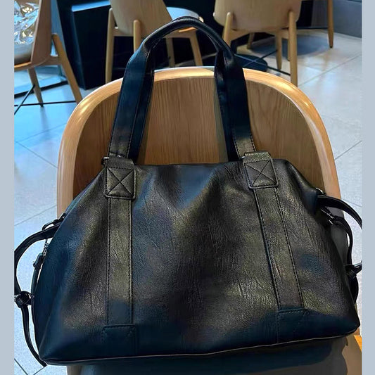 Josephine Large Faux Leather Tote Bag With Shoulder Strap in Black