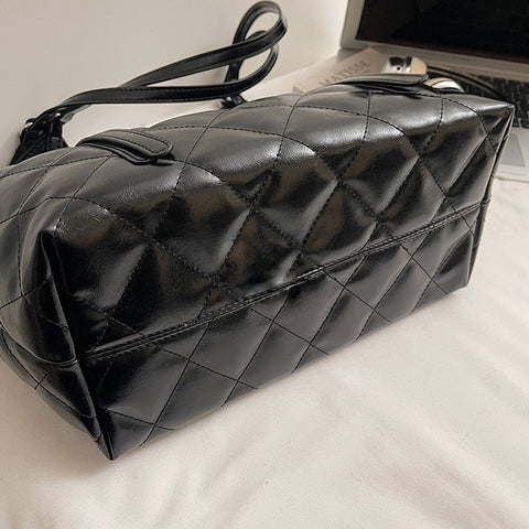 glossy tote bag women, quilted top handle bag, large quilted tote bag for work and casual wear, black crossbody bag, black tote bag