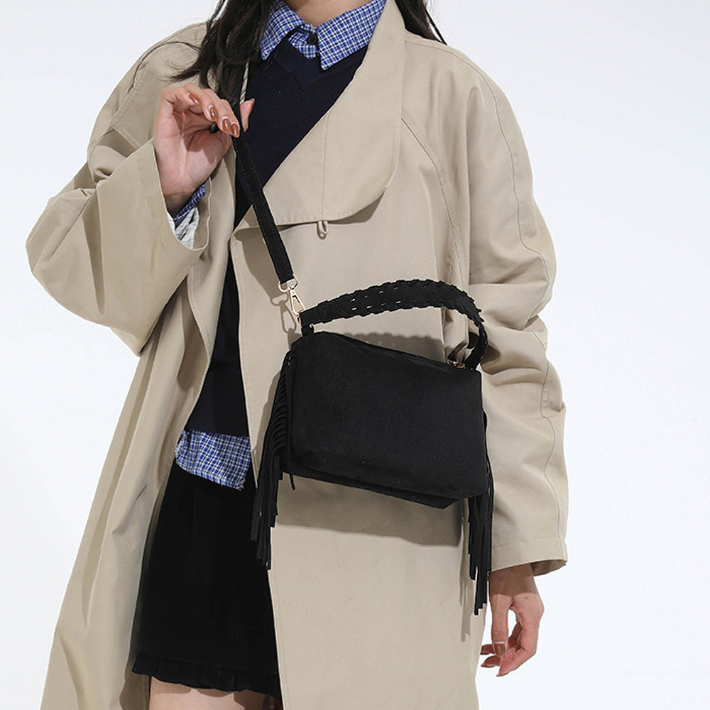 women's western tassel shoulder bag, women's fringe shoulder bag, women's western side tassel shoulder bag, black crossbody bag