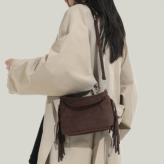 western fringe shoulder bag, boho tassel handbag, boho western shoulder bag with tassels, festival handbag, brown western bag 