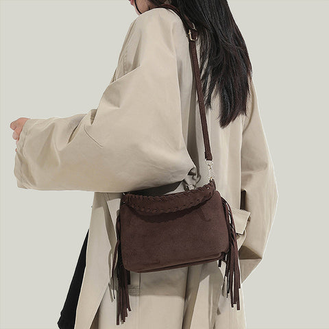 western fringe shoulder bag, boho tassel handbag, boho western shoulder bag with tassels, festival handbag, brown western bag 