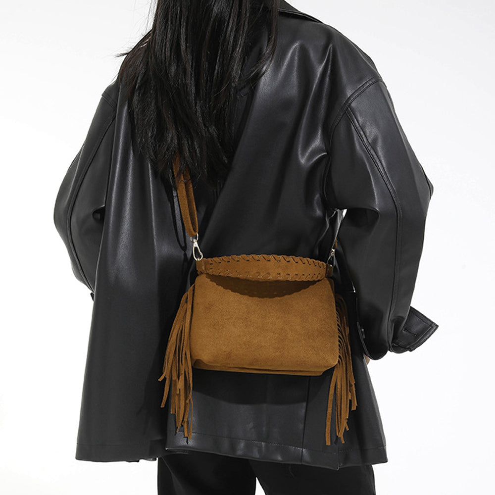 women's western tassel shoulder bag, women's fringe shoulder bag, women's western side tassel shoulder bag, tan crossbody bag