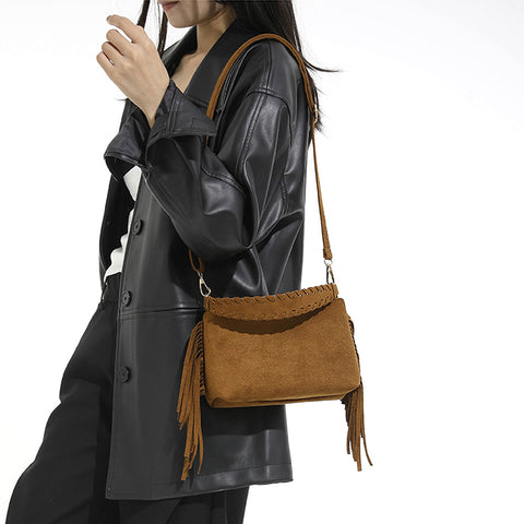 western fringe shoulder bag, boho tassel handbag, boho western shoulder bag with tassels, festival handbag, tan western bag 