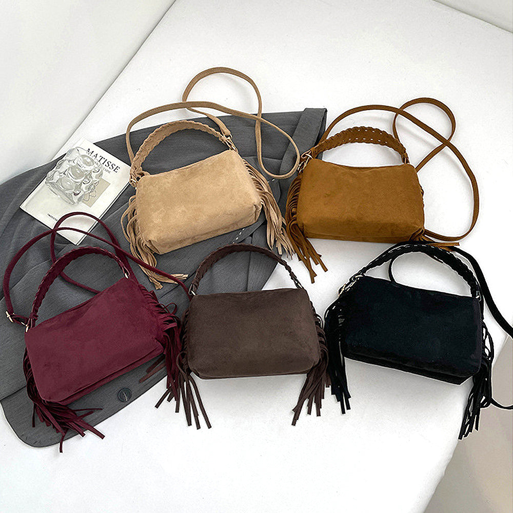 shoulder bag, crossbody bag, western shoulder bag, faux suede shoulder bag