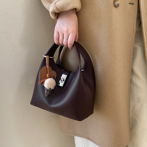 crossbody bag with charm, small shoulder crossbody bag, stylish mini crossbody bag for women, brown crossbody bag with charm