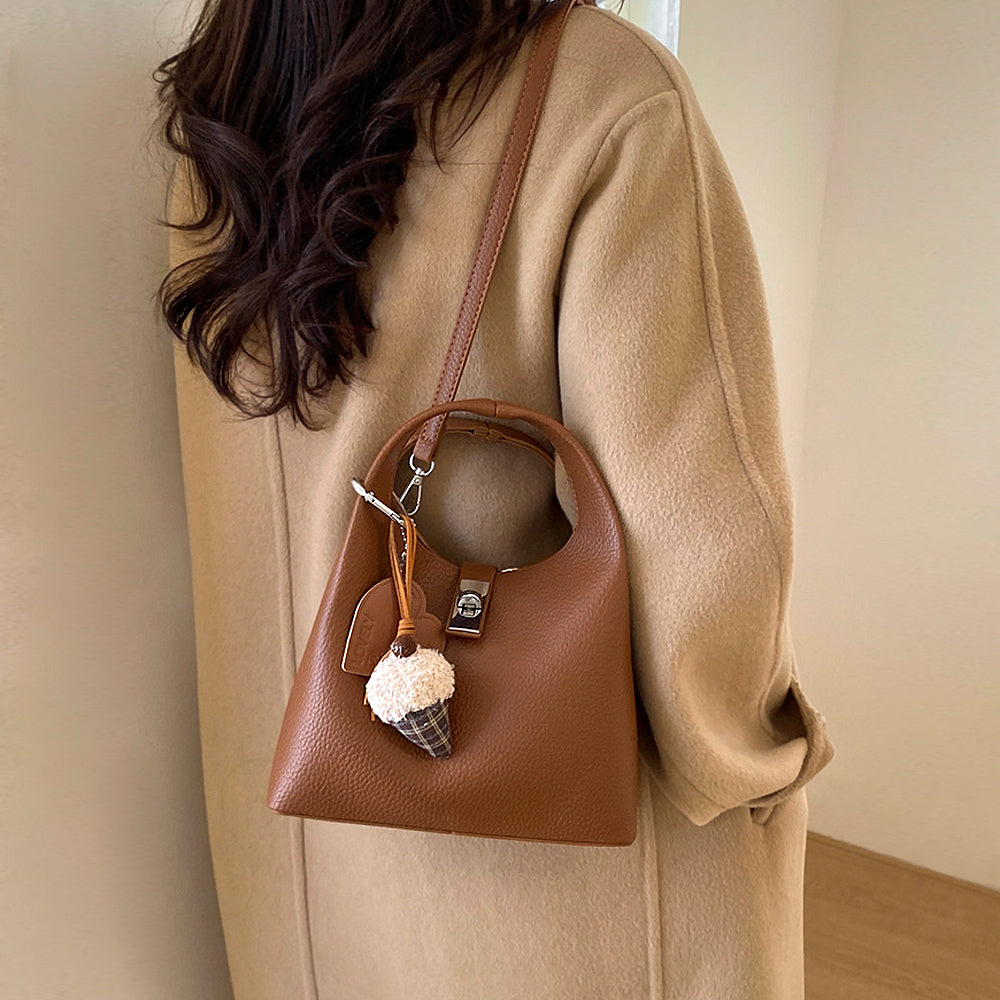crossbody bag with charm, small shoulder crossbody bag, stylish mini crossbody bag for women, tan crossbody bag with charm