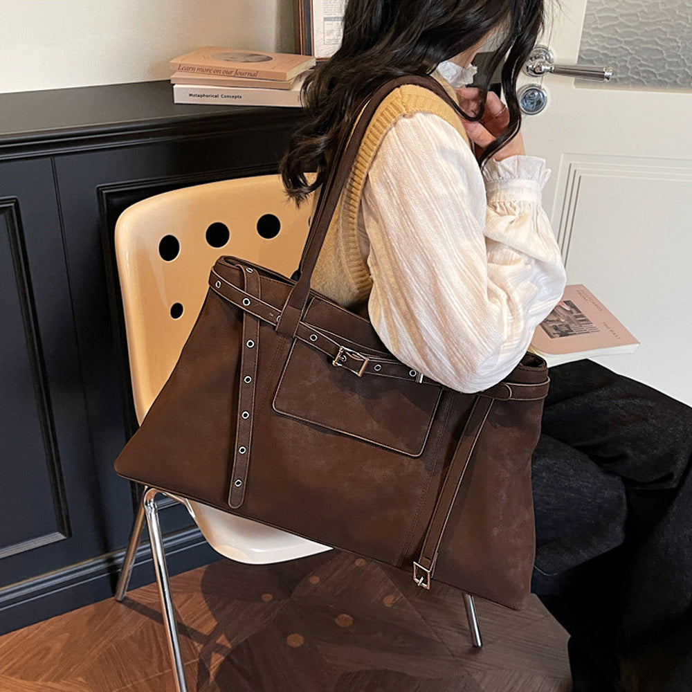 women's shoulder tote handbag, shoulder handbag for women, large everyday tote bag for women, brown large shoulder bag