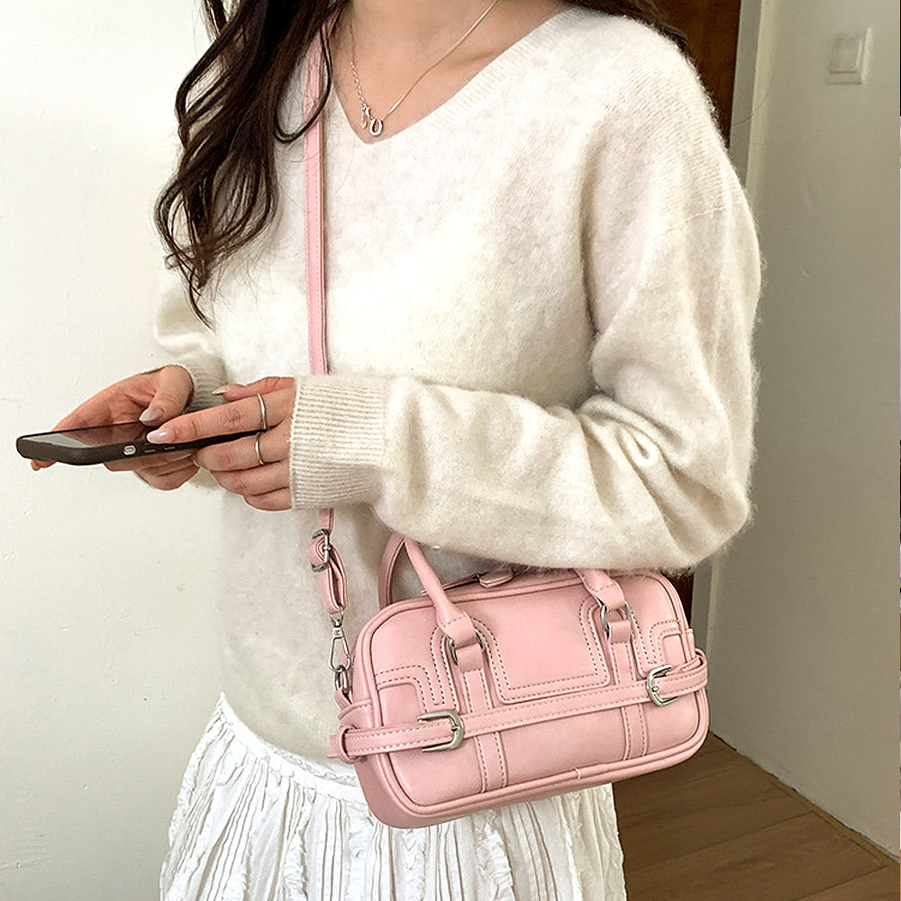 Pink Mini Top Handle Zip Up Bag