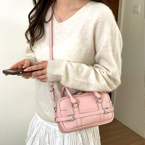 Pink Mini Top Handle Zip Up Bag