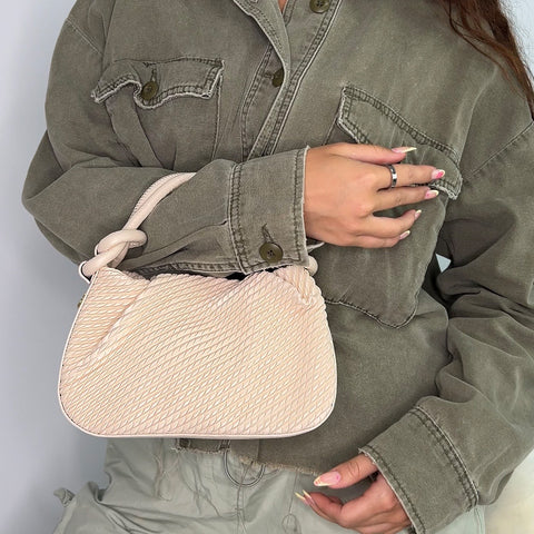 stylish beige small woven handbag for everyday outfits