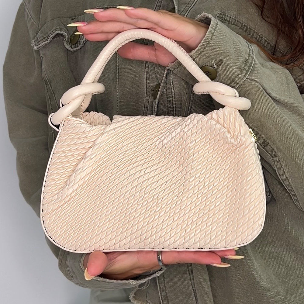 neutral beige crossbody mini bag with adjustable strap