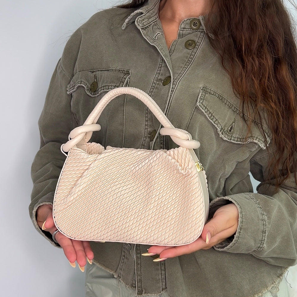 elegant beige woven purse for day to night wear