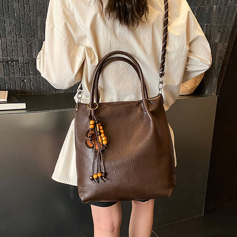 classic brown everyday shoulder tote, brown shopper tote
