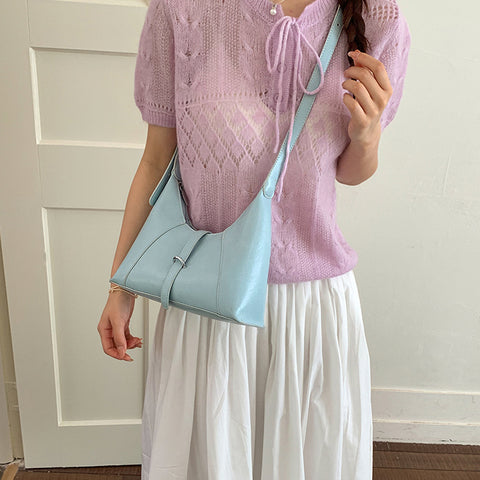 chic blue shoulder handbag for casual outfits, women's blue shoulder bag