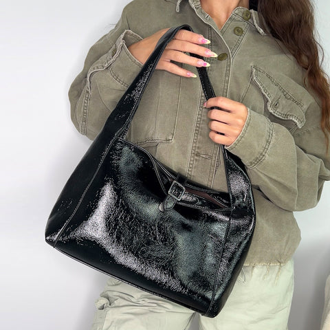 black fashion handbag, black women's handbag, black women's shoulder bag