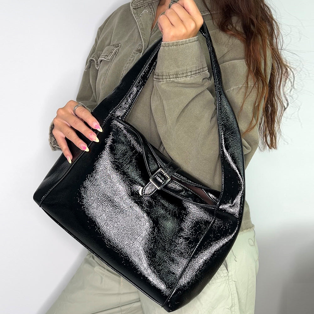 black handbag for office and weekends, women's black shoulder bag