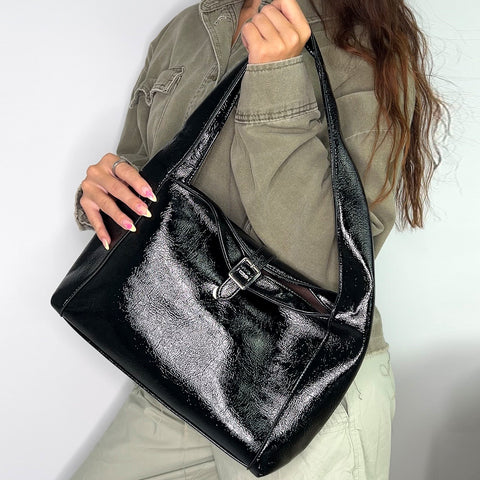 black handbag for office and weekends, women's black shoulder bag