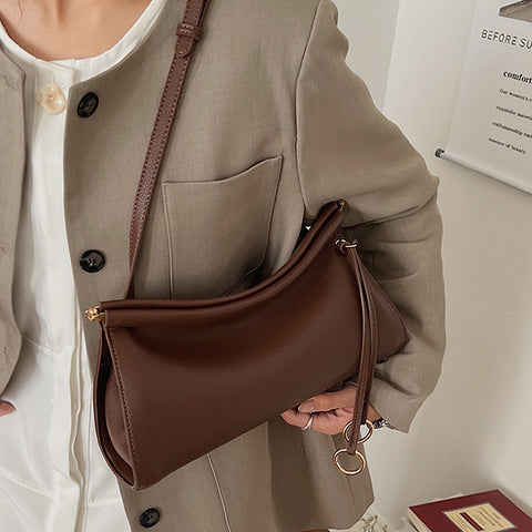 Kennedy Structured Shoulder Clutch Bag in Beige
